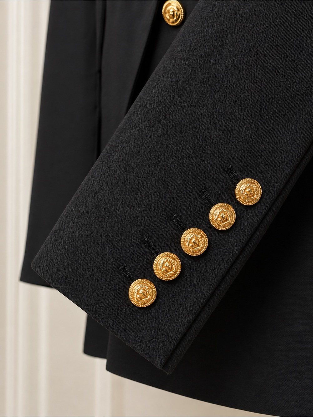 Balmain Black Double-Breasted Blazer with Gold Buttons - Picture 9 of 11